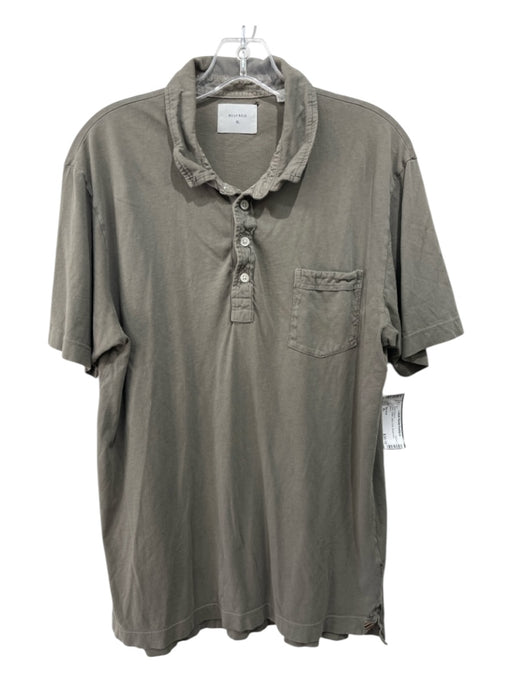 Billy Reid Size XL Olive Cotton Solid Polo Men's Short Sleeve XL