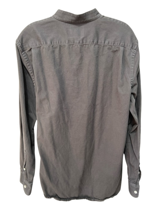 Steven Alan Size L Gray Cotton Blend Solid No Collar Men's Long Sleeve Shirt L