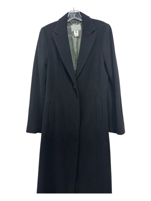 Jigsaw Size 10 Black Wool & Cashmere Trench Darted Button Sleeve Coat Black / 10