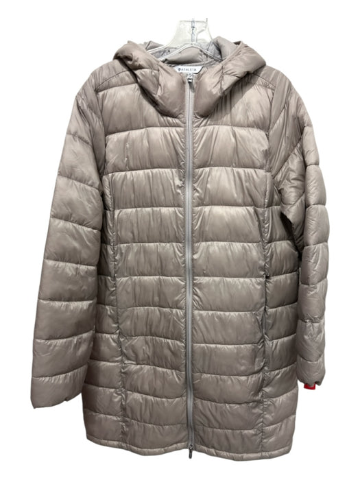 Athleta Size Large Dusty Pink Nylon Blend Quilted Zip Up Hood Full Length Coat Dusty Pink / Large