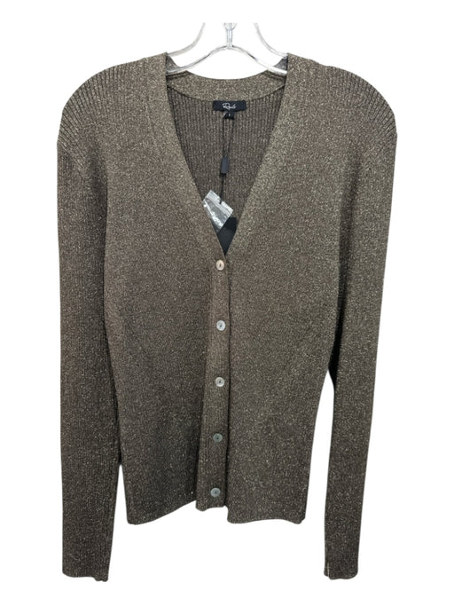 Rails Size Large Gold Rayon & Viscose Rib Knit Button Front Cardigan Sweater Gold / Large