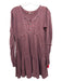 Free People Size M Burgundy Cotton Waffle Long Sleeve 1/4 Button Tiered Dress Burgundy / M