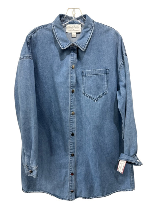Mare Mare x Anthropologie Size L Med Light Wash Cotton Denim Long Sleeve Top Med Light Wash / L