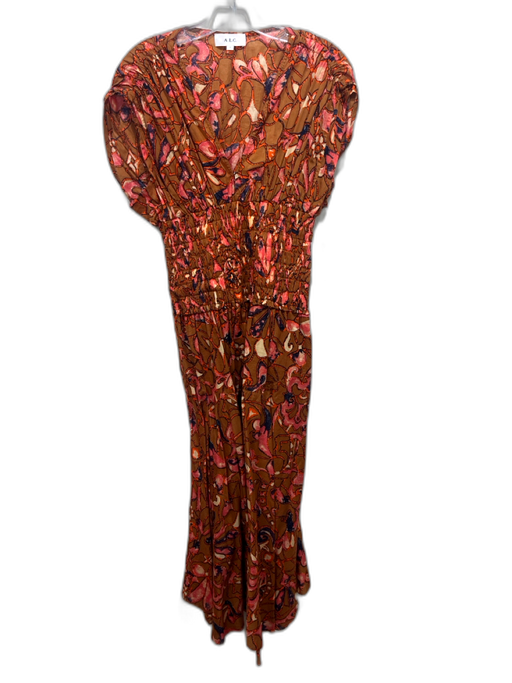 A.L.C. Size 0 Brown, Orange & Black Cotton Sleeveless Abstract Print Dress Brown, Orange & Black / 0