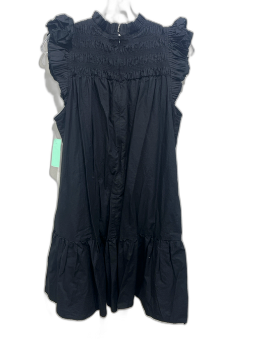 Love The Label Size L Black Cotton Ruffle Cap Sleeve Smocked Top Tiered Dress Black / L