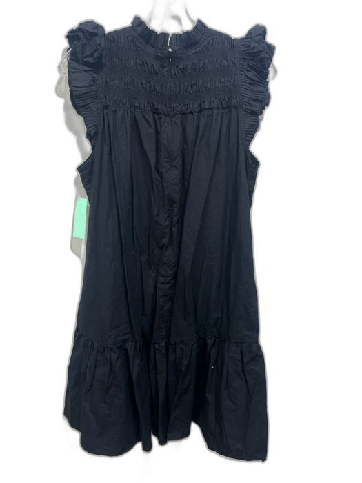 Love The Label Size L Black Cotton Ruffle Cap Sleeve Smocked Top Tiered Dress Black / L