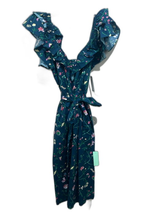 Hill House Size M Dark Green, Pink & Multi Cotton Ruffle Cap Sleeve Floral Dress Dark Green, Pink & Multi / M