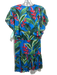 Farm Rio Size M Blue, Green & Multi Cotton Ruffle Cap Sleeve Floral V Neck Dress Blue, Green & Multi / M