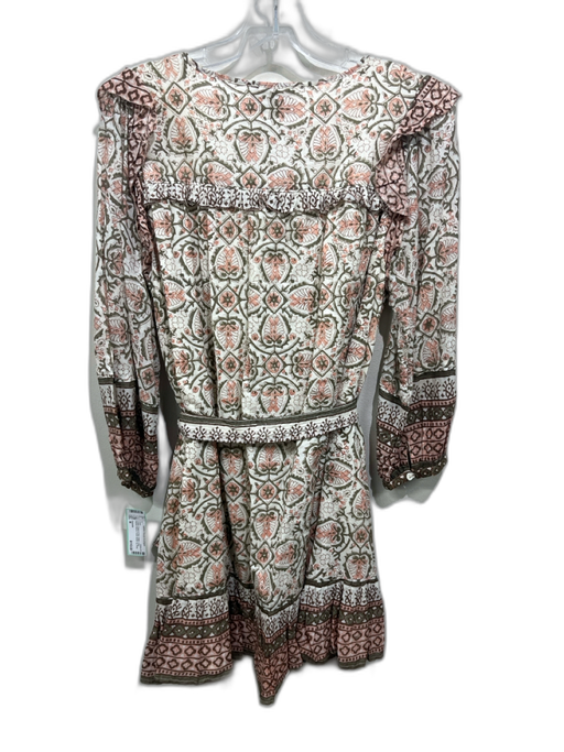 Cleobella Size M Cream, Green & Pink Cotton Long Balloon Sleeve Floral Dress Cream, Green & Pink / M