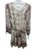 Cleobella Size M Cream, Green & Pink Cotton Long Balloon Sleeve Floral Dress Cream, Green & Pink / M