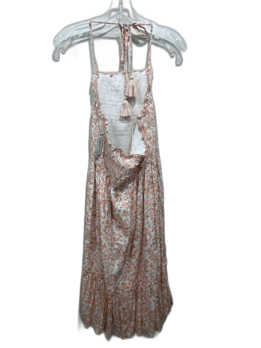 Love Shack Fancy Size M White, Pink & Orange Cotton Smocked Top Halter Dress White, Pink & Orange / M