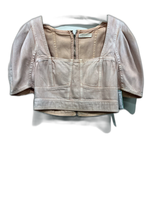 Ulla Johnson Size 8 orange wash Cotton Denim Square Neck Crop Short Set orange wash / 8
