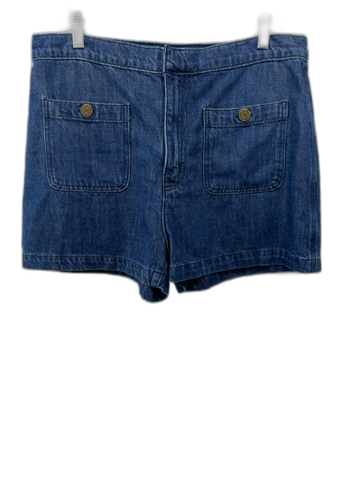 Frame Size 30 Dark Wash Cotton Denim Patch Pocket Zip & Hook Closure Shorts Dark Wash / 30