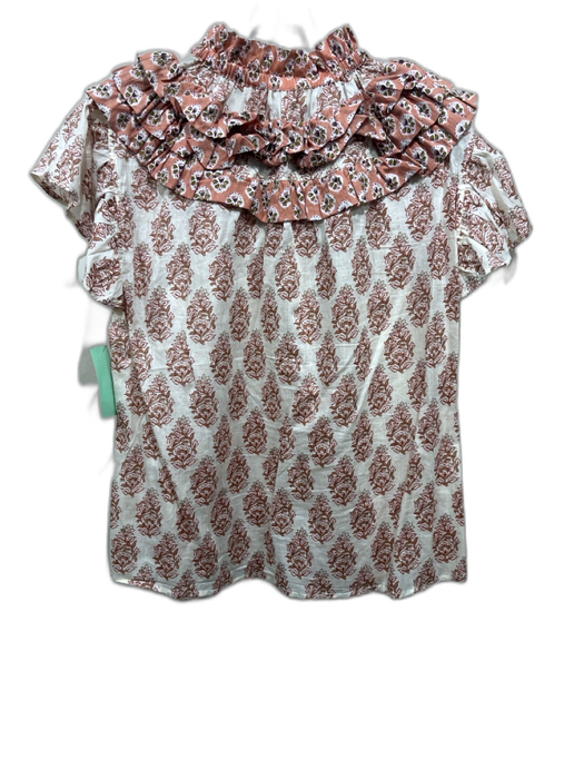 Marea Size L Orange, green & cream Cotton Short flutter sleeve Floral Skirt Set Orange, green & cream / L