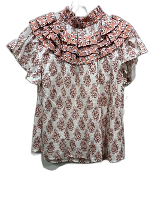 Marea Size L Orange, green & cream Cotton Short flutter sleeve Floral Skirt Set Orange, green & cream / L