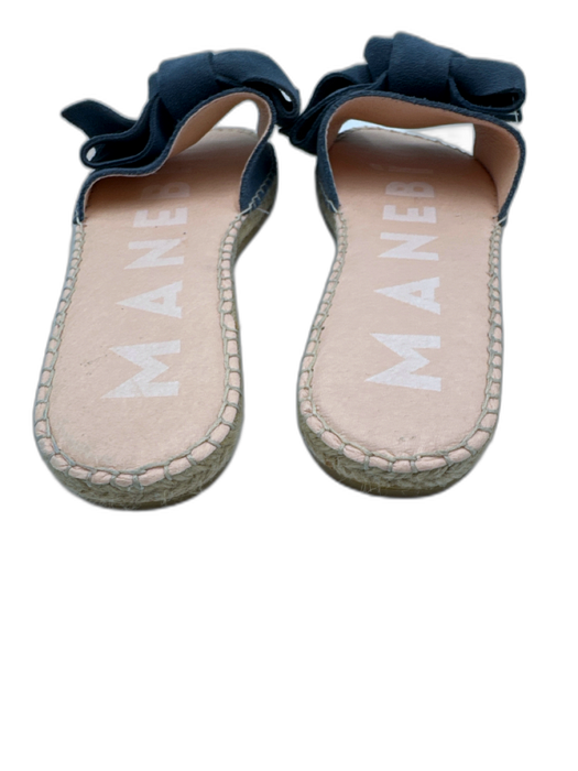 Manebi Shoe Size 38 Blue Suede Knot Round Toe Open Front & Back Sandals Blue / 38