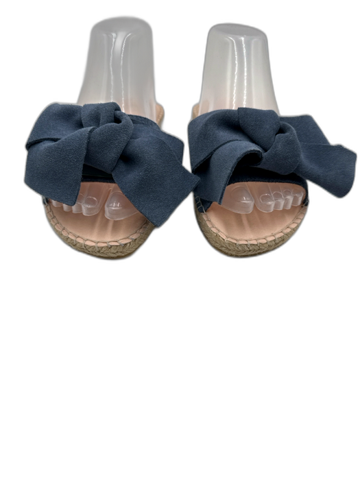 Manebi Shoe Size 38 Blue Suede Knot Round Toe Open Front & Back Sandals Blue / 38