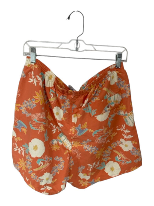 Patagonia Size L Orange & Baby Blue costal design/scene Draw Cord Swim Trunks Orange & Baby Blue / L