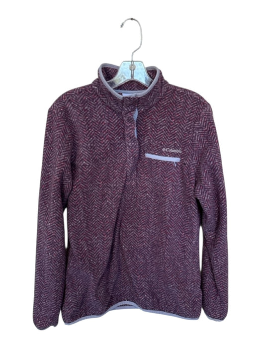 Columbia Size M Purple & Lilac Polyester Chevron Quarter Button Fleece Jacket Purple & Lilac / M