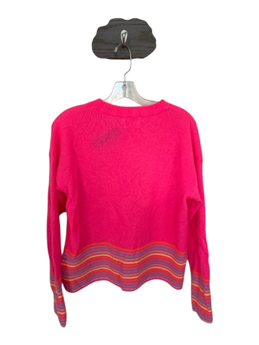 Brodie Size M neon pink & multi Cashmere Stripped Detail Knit Sweater neon pink & multi / M