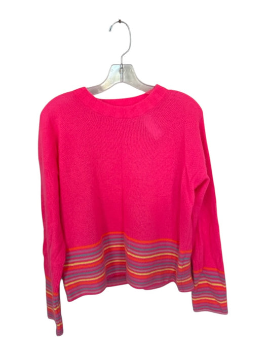 Brodie Size M neon pink & multi Cashmere Stripped Detail Knit Sweater neon pink & multi / M