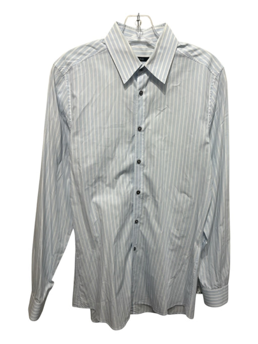 Gucci Size 14.5 Blue & White Cotton Striped Button Down Men's Long Sleeve Shirt 14.5