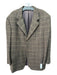 Isaia Brown & Beige Print Wool Plaid 3 button Men's Blazer 46