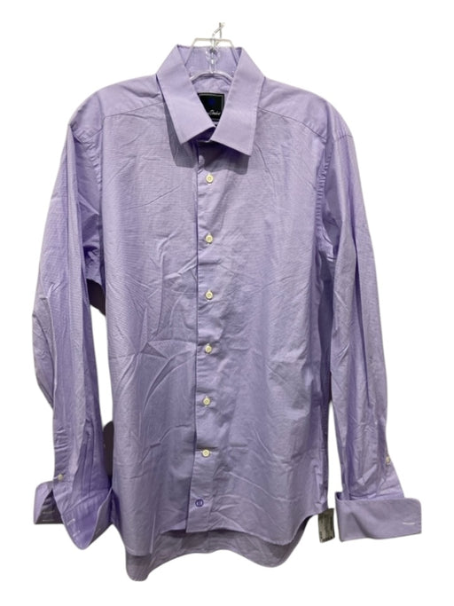 David Donahue Size 16.5 Purple & White Cotton Blend Micro Long Sleeve Shirt 16.5