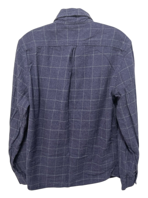 Marine Layer Size M Blue & Gray Cotton Blend Grid Button Down Long Sleeve Shirt M