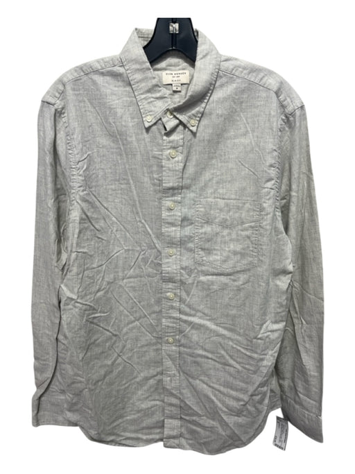 Club Monaco Size M Light Gray Cotton Blend Solid Front Pocket Long Sleeve Shirt M