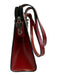 Jack Georges Red Leather Zip Top Two Handles Silver Tone Hardware Tote Bag Red