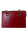 Jack Georges Red Leather Zip Top Two Handles Silver Tone Hardware Tote Bag Red