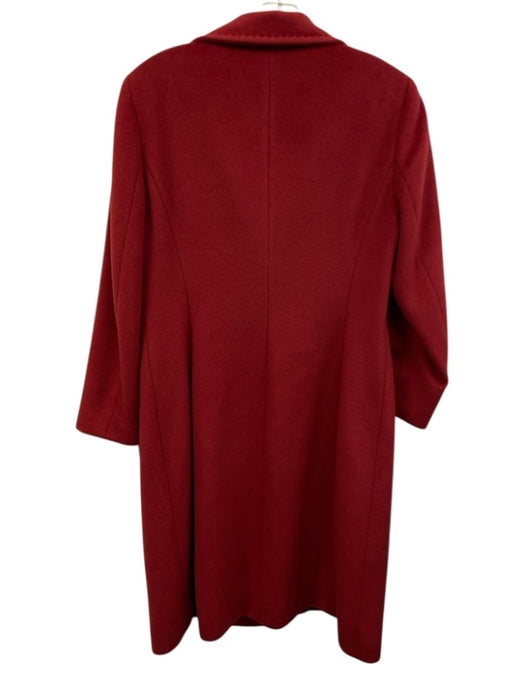 Cinzia Rocca Size 10 Red Wool & Angora Button Front Pocketed Long Collared Coat Red / 10