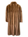 Size XS/S Brown Mink Long Sleeve Hook & Eye Long Line Pockets Coat Brown / XS/S