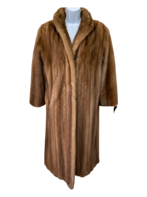 Size XS/S Brown Mink Long Sleeve Hook & Eye Long Line Pockets Coat Brown / XS/S