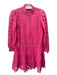 Alice + Olivia Size 10 Pink Cotton Laser Cut Quarter Button Embroidered Dress Pink / 10