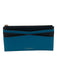 Henri Bendel Blue & Black Pebble Leather Zipper Card Slots Back Pocket Wallets Blue & Black