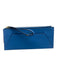 Henri Bendel Blue Grained Leather Zip Gold Hardware Clutch Blue