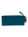 Henri Bendel Teal Green Grain Leather Zip Close Gold Hardware Clutch Teal Green