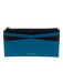 Henri Bendel Blue & Black Pebble Leather Zipper Card Slots Back Pocket Wallets Blue & Black