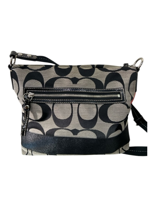 Coach Gray & Black Canvas Monogram Crossbody Zip closure Silver hardware Bag Gray & Black / M