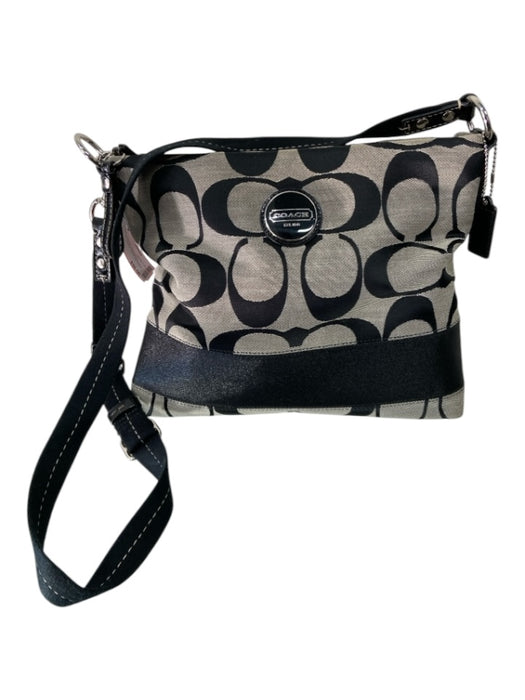 Coach Gray & Black Canvas Monogram Crossbody Zip closure Silver hardware Bag Gray & Black / M