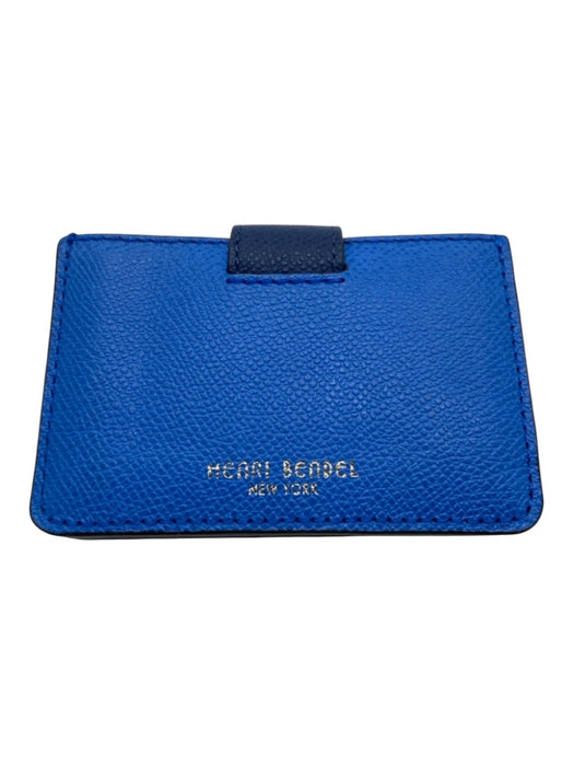 Henri Bendel Blue & Navy Pebble Leather Card Holder Snap Closure Wallets Blue & Navy