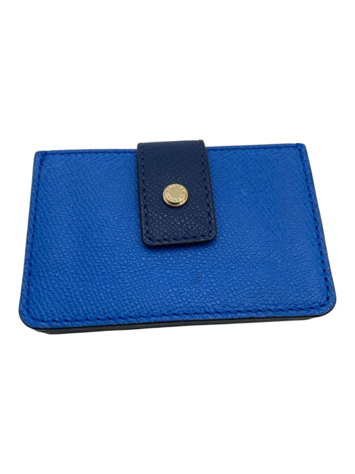 Henri Bendel Blue & Navy Pebble Leather Card Holder Snap Closure Wallets Blue & Navy