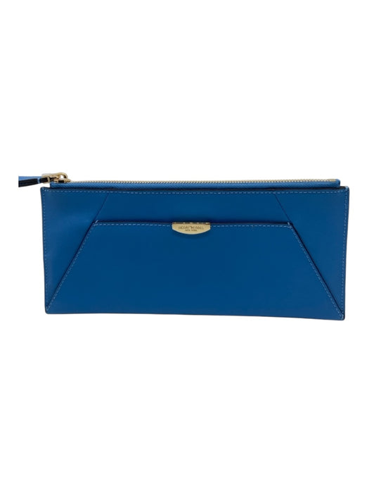 Henri Bendel Blue Coated Canvas Zipper Gold Hardware pocket Wristlet Blue / Small