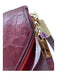 Henri Bendel Burgundy Pebble Leather Croc Detail Zipper Gold Hardware Purse Burgundy / Small