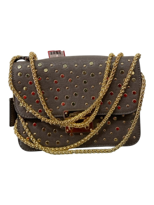 Henri Bendel Mauve Brown Coated Canvas Gold hardware Studs Adjustable Purse Mauve Brown / Small