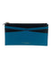 Henri Bendel Blue & Black Pebble Leather Zipper Card Slots Back Pocket Wallets Blue & Black