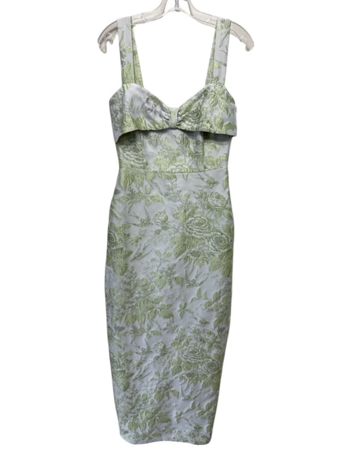 Lula Kate Size 2 Pale Green Jacquard Floral Gathered Bust column Gown Pale Green / 2