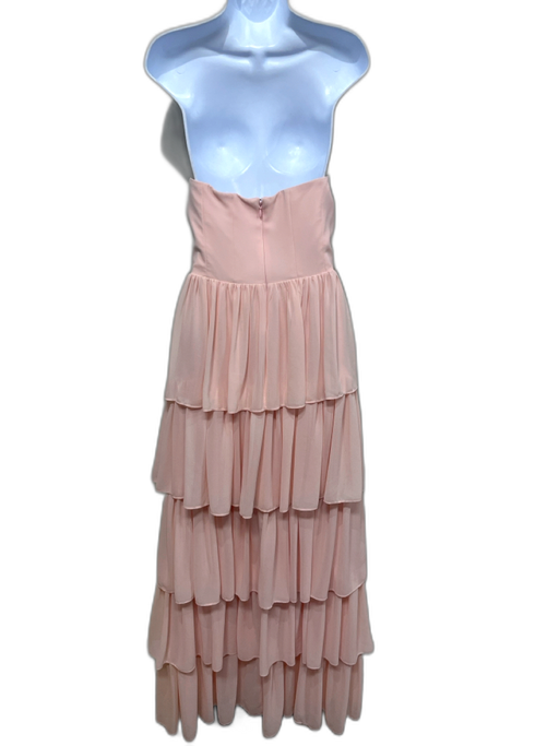 Lovers + Friends Size S Pale Pink Polyester Bustier Tiered Gown Pale Pink / S